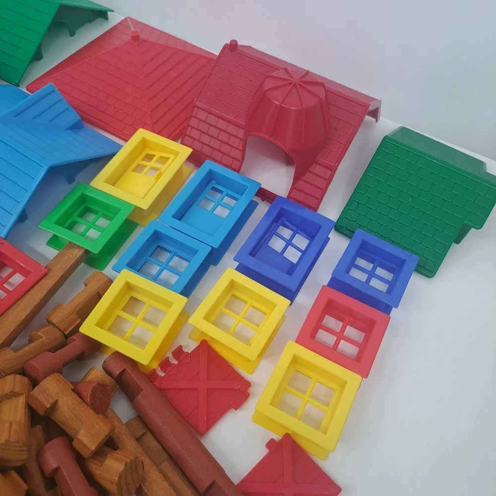 Lincoln Logs Rocky Mountain Ranch Building Set Wood Logs Plastic Roofs Windows